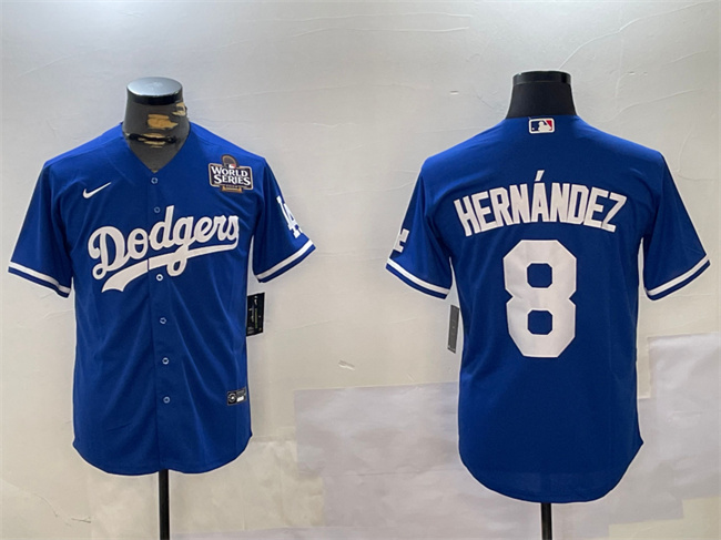 Los Angeles Dodgers #8 Enrique Hern??ndez Royal 2024 World Series Cool Base Stitched Jersey